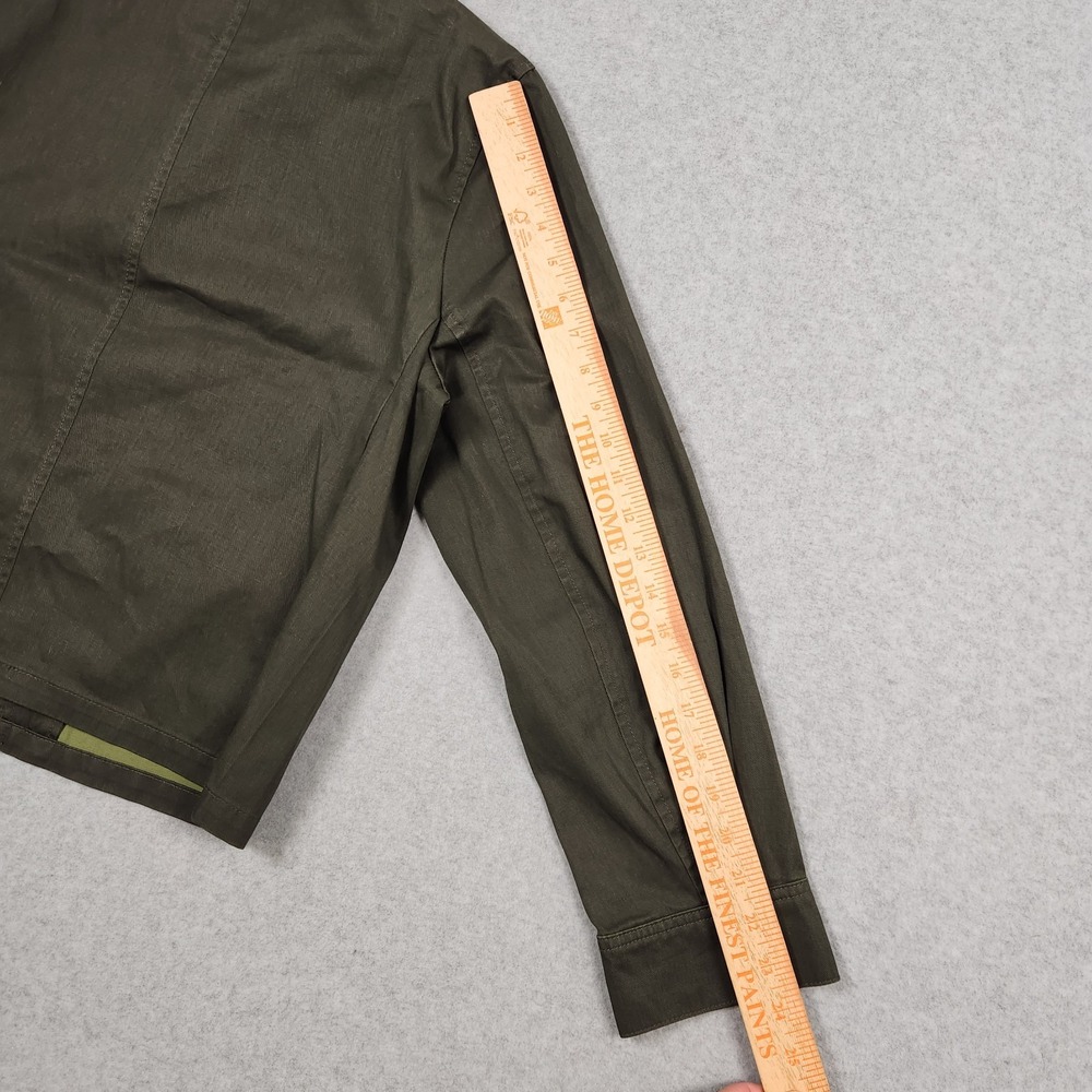 J Crew Field Jacket Womens Small Green Treated Cotton Corduroy Collar Snap - Picture 14 of 15